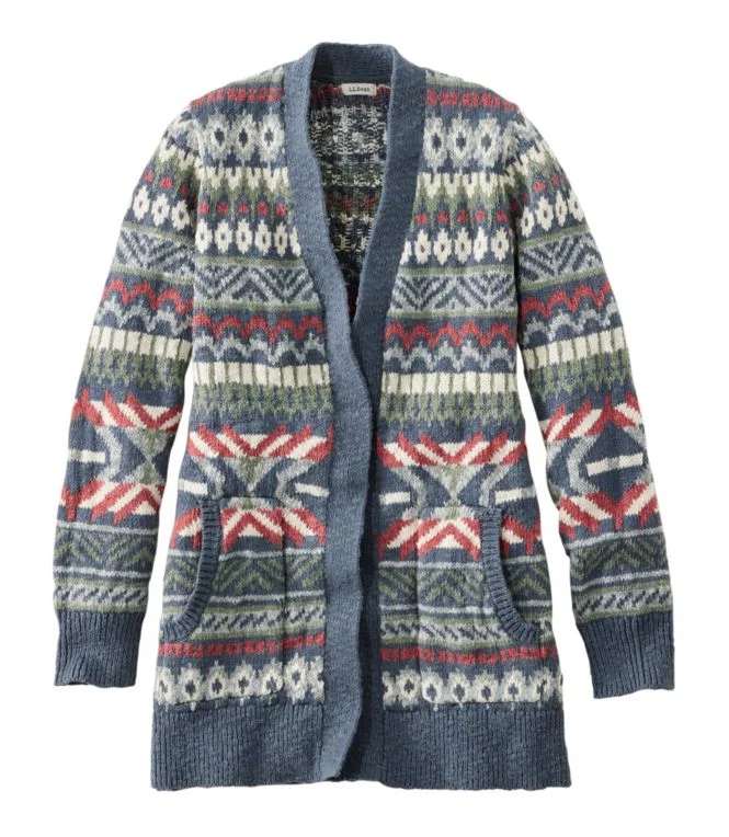 Women''s Cotton Ragg Sweater, Open Cardigan Fair Isle - Image 7