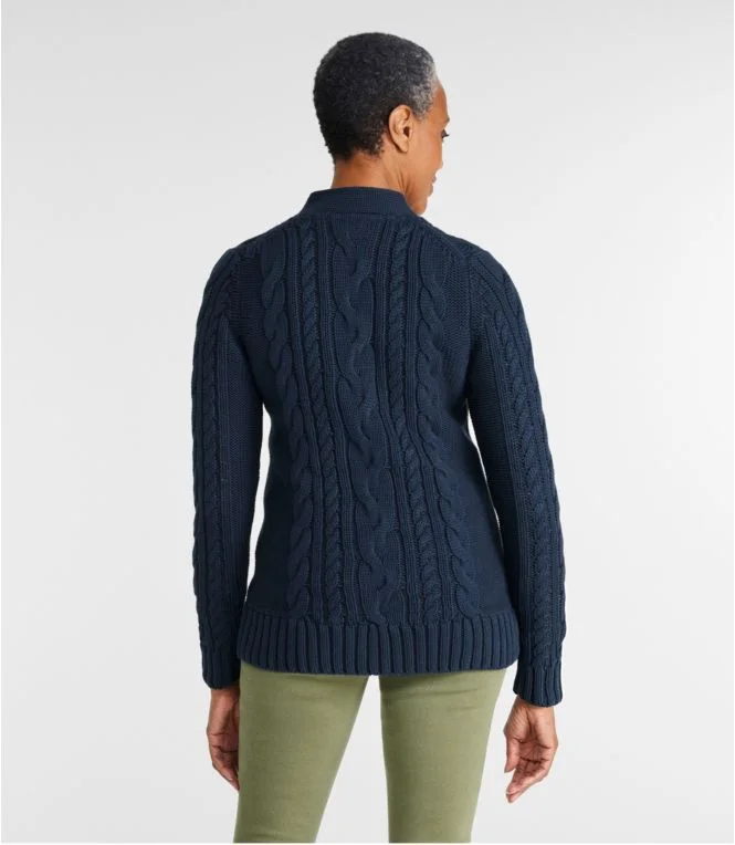 Women''s Double L® Cable Sweater, Button-Front Cardigan - Image 4