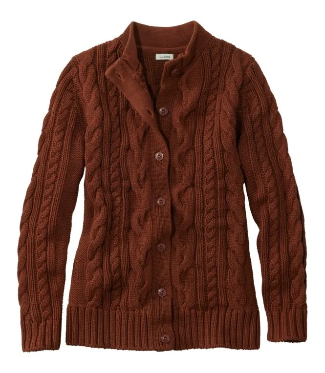 Women''s Double L® Cable Sweater, Button-Front Cardigan - Image 8