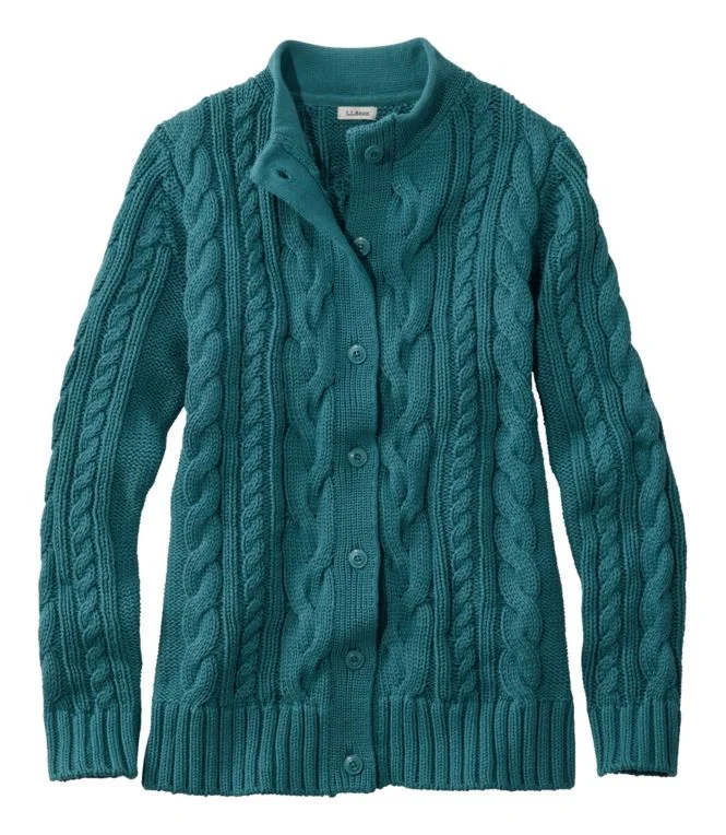 Women''s Double L® Cable Sweater, Button-Front Cardigan - Image 11