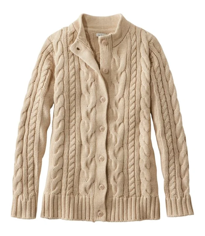 Women''s Double L® Cable Sweater, Button-Front Cardigan - Image 13