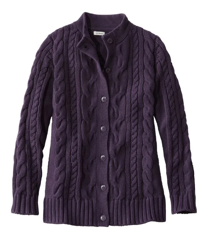 Women''s Double L® Cable Sweater, Button-Front Cardigan - Image 14