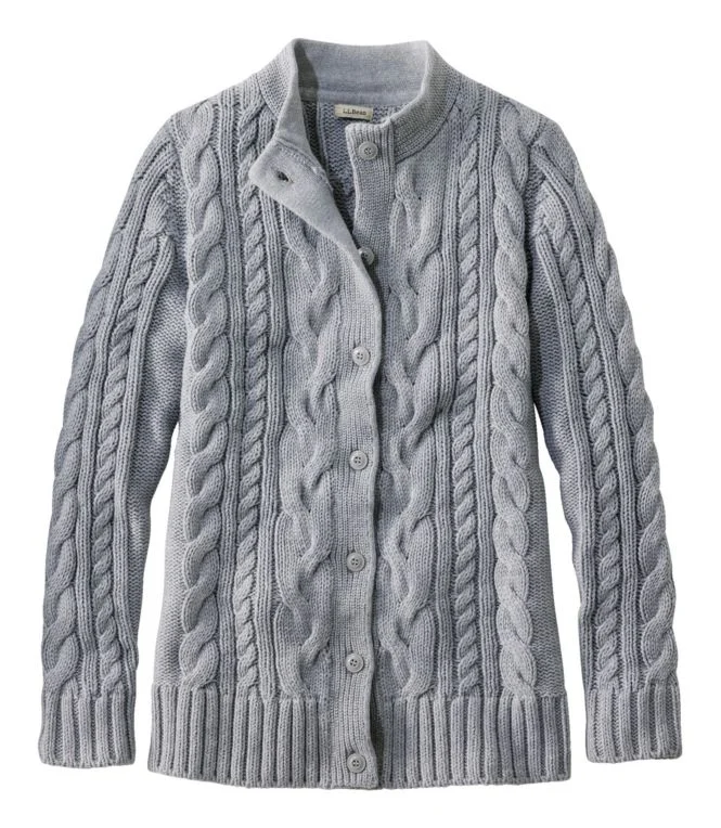 Women''s Double L® Cable Sweater, Button-Front Cardigan - Image 15