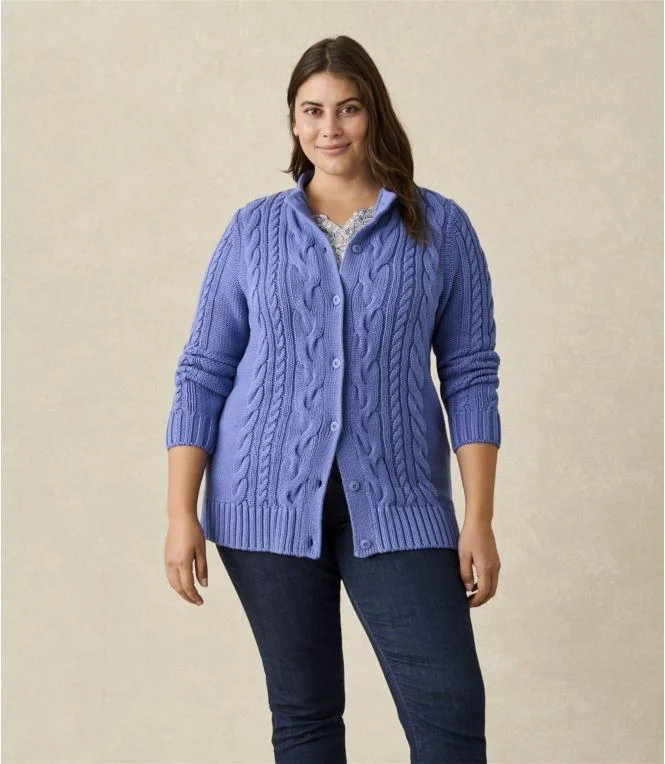 Women''s Double L® Cable Sweater, Button-Front Cardigan - Image 6