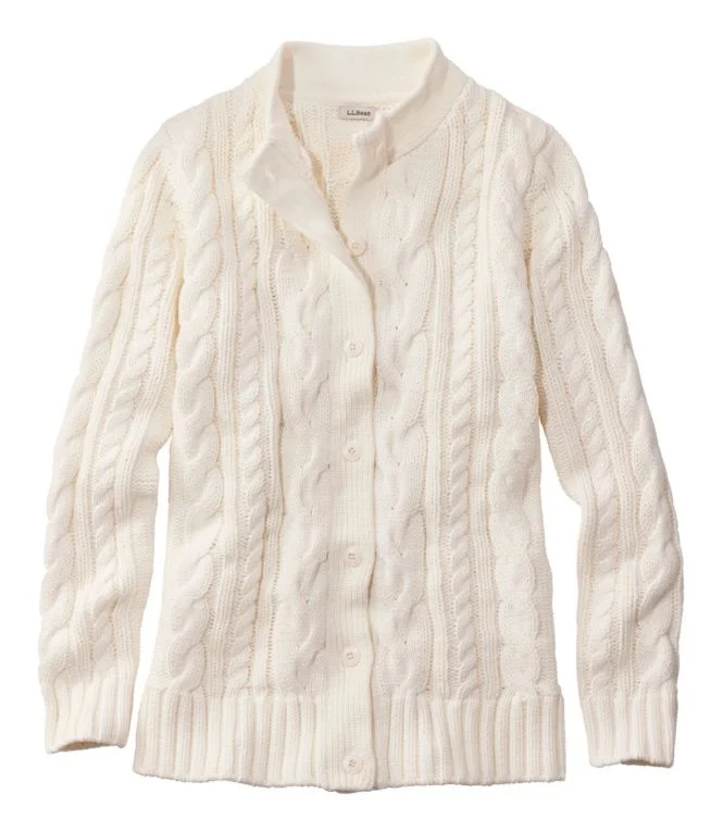 Women''s Double L® Cable Sweater, Button-Front Cardigan - Image 7