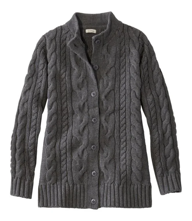 Women''s Double L® Cable Sweater, Button-Front Cardigan - Image 9