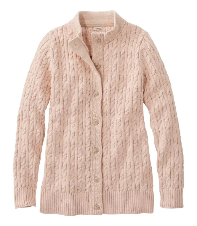 Alternative view of Women''s Double L Mixed-Cable Sweater, Button-Front Cardigan