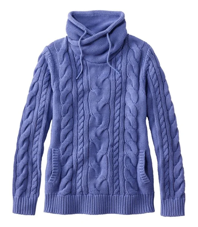 Women''s Double L® Mixed-Cable Sweater, Funnelneck - Image 13