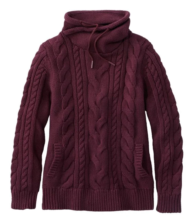 Women''s Double L® Mixed-Cable Sweater, Funnelneck - Image 16