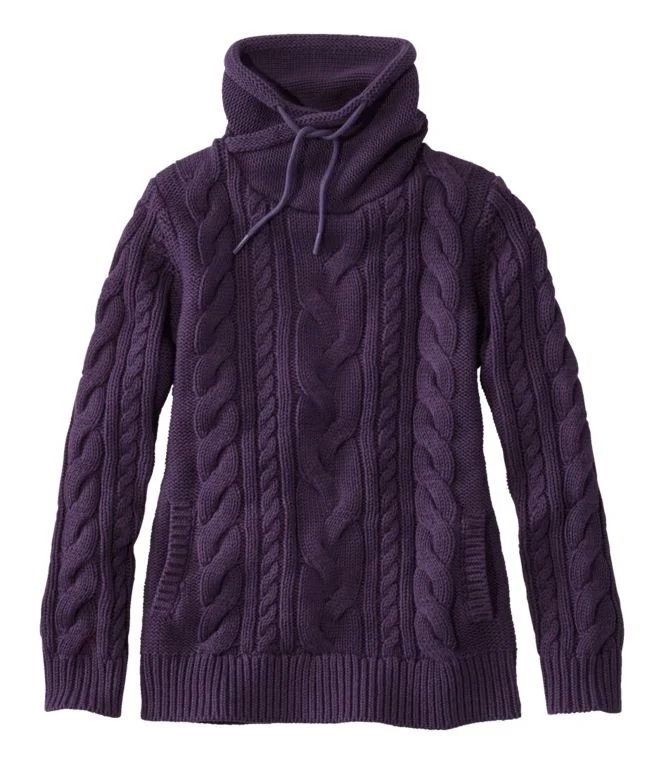 Women''s Double L® Mixed-Cable Sweater, Funnelneck - Image 18