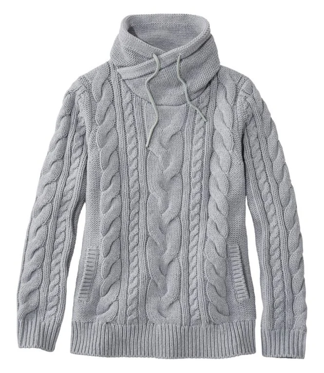 Women''s Double L® Mixed-Cable Sweater, Funnelneck - Image 19