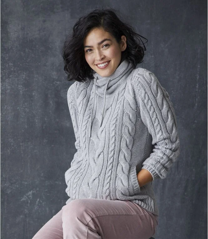 Women''s Double L® Mixed-Cable Sweater, Funnelneck - Image 6