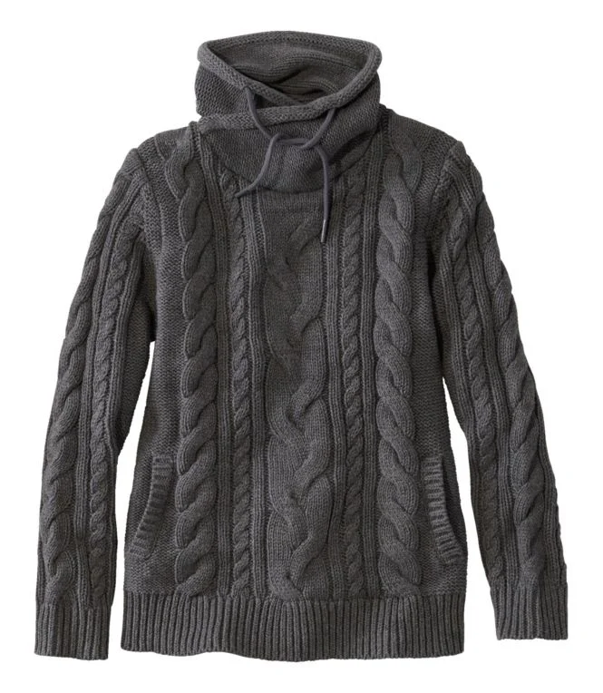 Women''s Double L® Mixed-Cable Sweater, Funnelneck - Image 10