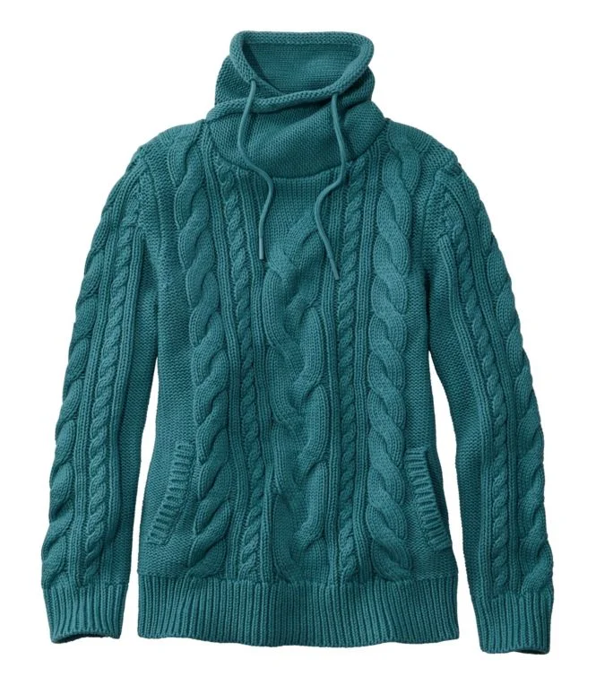 Women''s Double L® Mixed-Cable Sweater, Funnelneck - Image 12