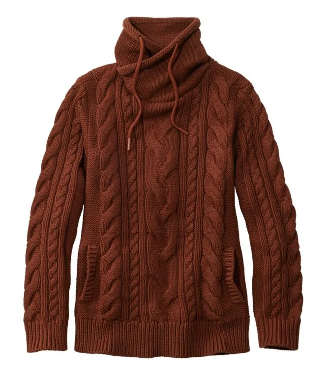 Women''s Double L® Mixed-Cable Sweater, Funnelneck - Image 9