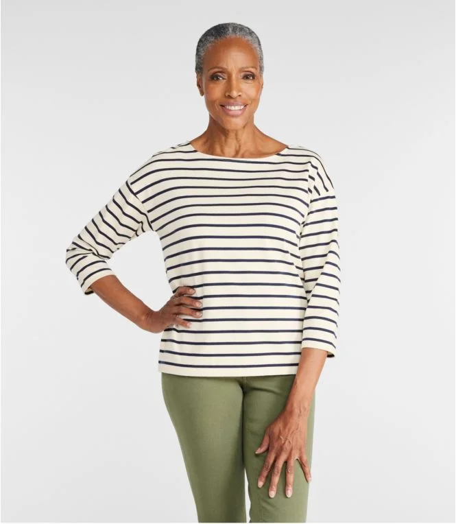 Women''s Heritage Mariner Top, Boatneck Three-Quarter-Sleeve Stripe - Image 3