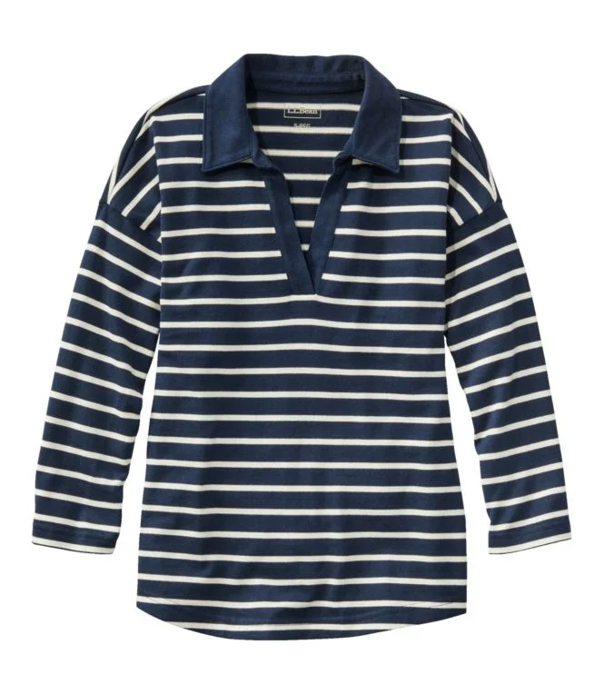 Women''s Heritage Mariner Top, Splitneck Polo Three-Quarter-Sleeve Stripe - Image 6