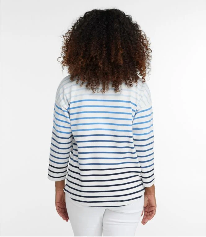 Women''s Heritage Mariner Top, Splitneck Polo Three-Quarter-Sleeve Stripe - Image 4