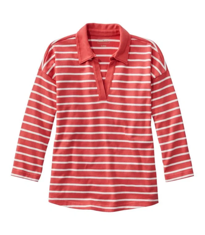 Women''s Heritage Mariner Top, Splitneck Polo Three-Quarter-Sleeve Stripe - Image 8