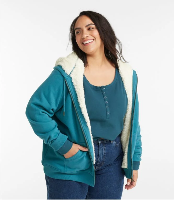 Women''s L.L.Bean 1912 Sweatshirt, Sherpa-Lined Hoodie - Image 3
