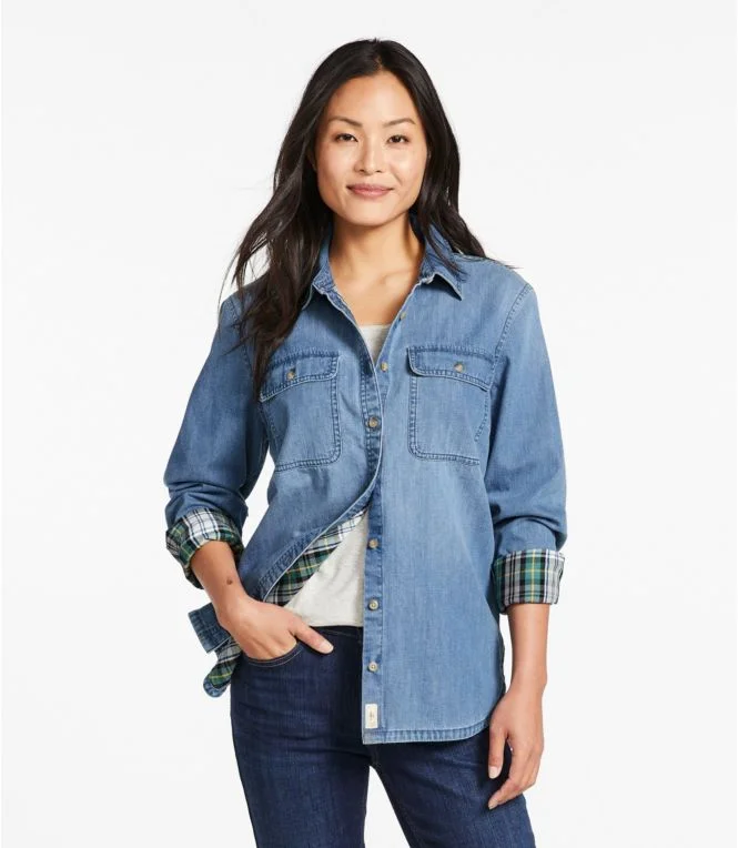Women''s L.L. Bean Heritage Washed Denim Shirt, Lined - Image 3