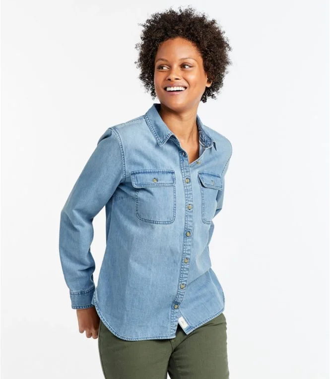 Women''s L.L. Bean Heritage Washed Denim Shirt, Long-Sleeve - Image 3