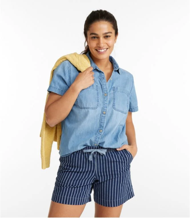 Women''s L.L. Bean Heritage Washed Lightweight Denim Shirt, Short-Sleeve