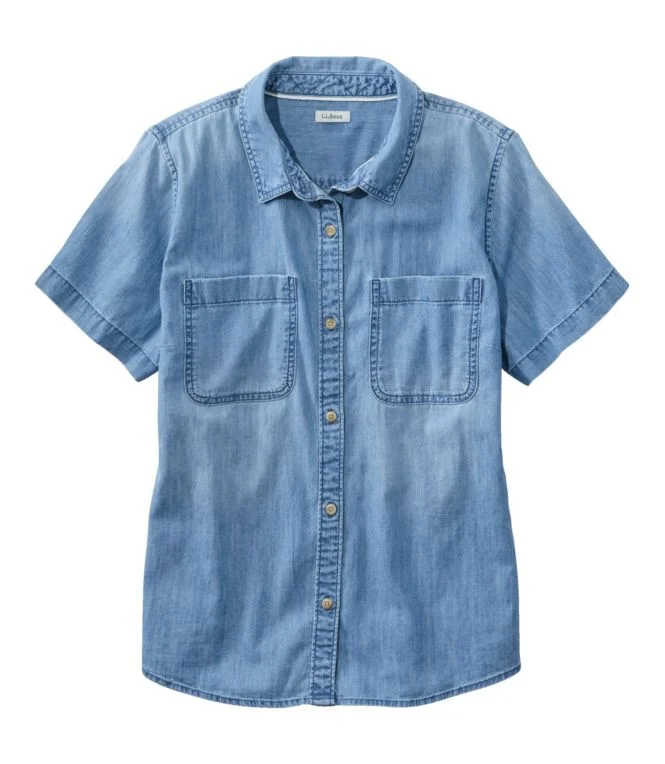Women''s L.L. Bean Heritage Washed Lightweight Denim Shirt, Short-Sleeve - Image 3