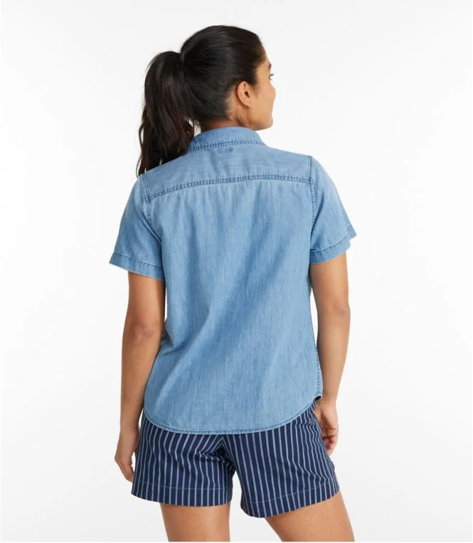 Women''s L.L. Bean Heritage Washed Lightweight Denim Shirt, Short-Sleeve - Image 5