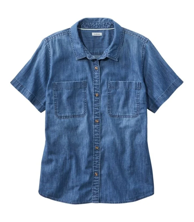 Women''s L.L. Bean Heritage Washed Lightweight Denim Shirt, Short-Sleeve - Image 7