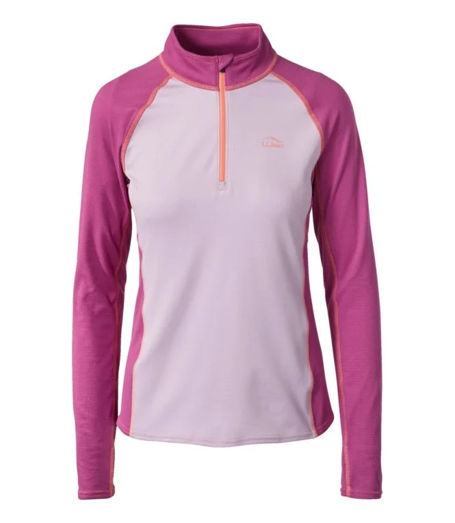 Women''s L.L.Bean Midweight Baselayer, 1/4 Zip Color Block