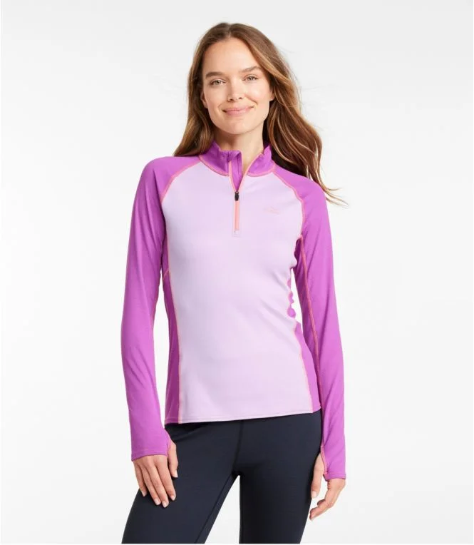 Women''s L.L.Bean Midweight Baselayer, 1/4 Zip Color Block - Image 3