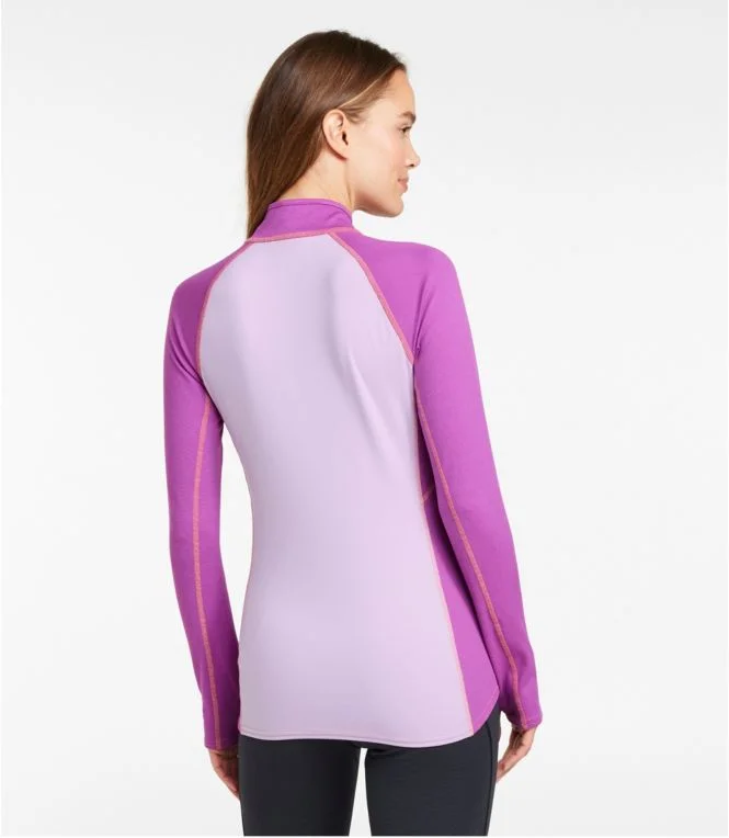 Women''s L.L.Bean Midweight Baselayer, 1/4 Zip Color Block - Image 4