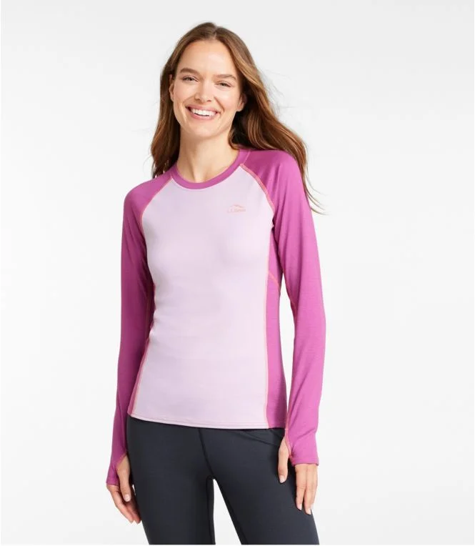 Women''s L.L.Bean Midweight Baselayer Crew, Long Sleeve Color Block - Image 3