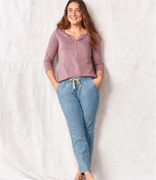 Alternative view of Women''s Lakewashed Pull-On Chinos, Mid-Rise Chambray Ankle Pants