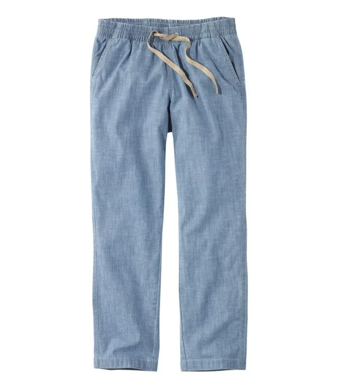 Women''s Lakewashed Pull-On Chinos, Mid-Rise Chambray Ankle Pants - Image 5