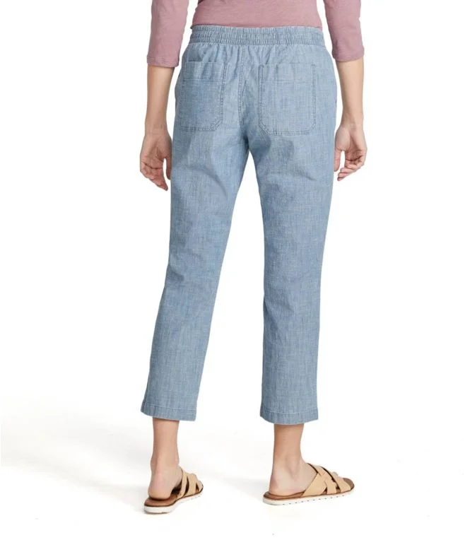Women''s Lakewashed Pull-On Chinos, Mid-Rise Chambray Ankle Pants - Image 6
