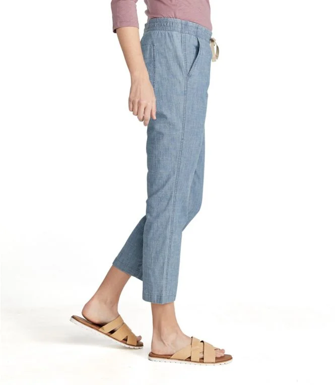 Women''s Lakewashed Pull-On Chinos, Mid-Rise Chambray Ankle Pants - Image 7