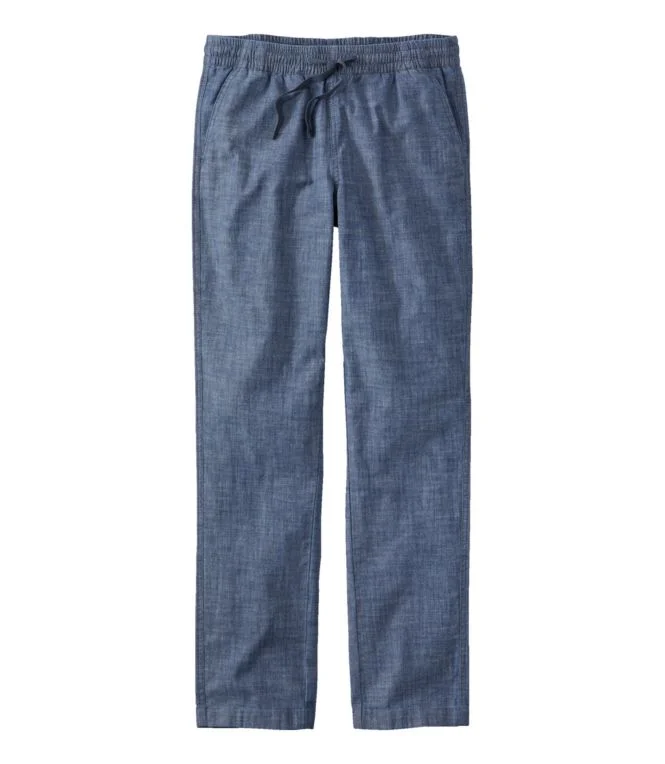 Women''s Lakewashed Pull-On Chinos, Mid-Rise Chambray Ankle Pants - Image 8