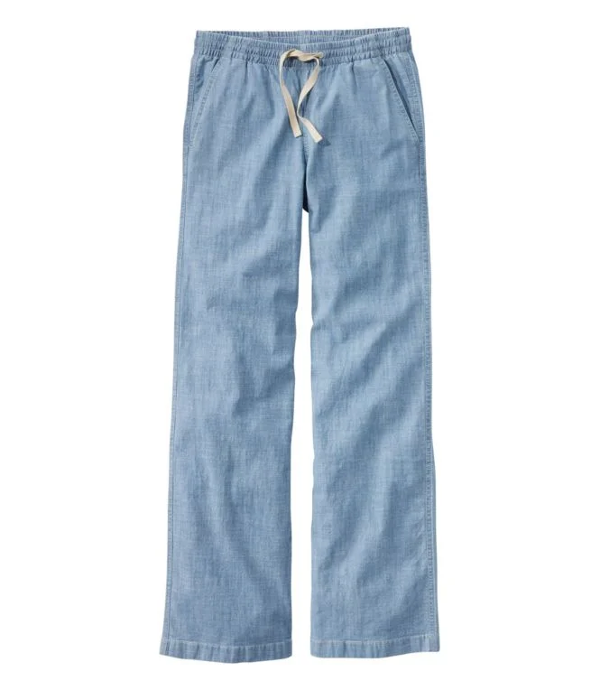 Alternative view of Women''s Lakewashed Pull-On Chinos, Mid-Rise Wide-Leg Chambray