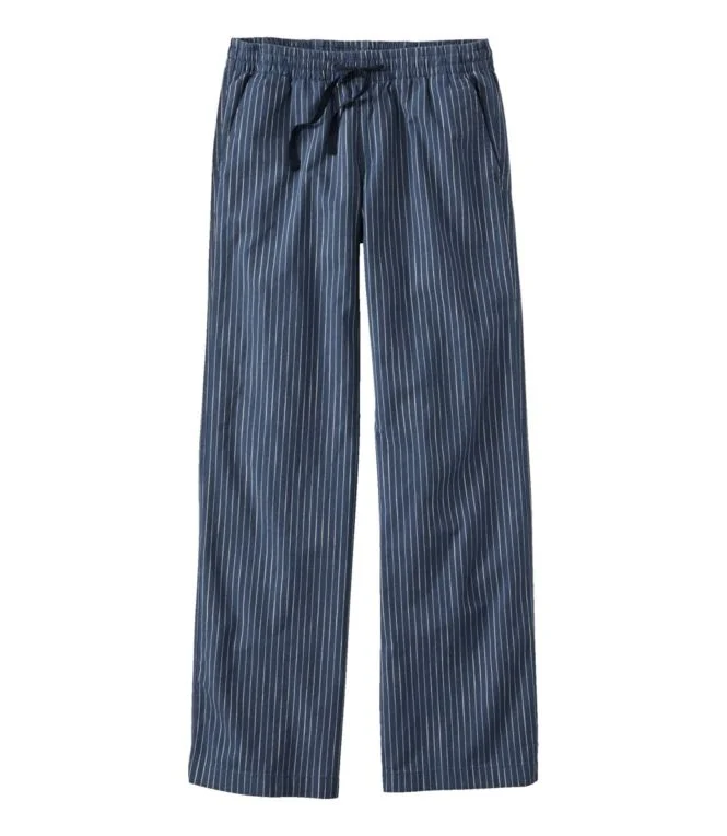 Women''s Lakewashed Pull-On Chinos, Mid-Rise Wide-Leg Stripe Chambray