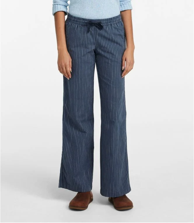Women''s Lakewashed Pull-On Chinos, Mid-Rise Wide-Leg Stripe Chambray - Image 3