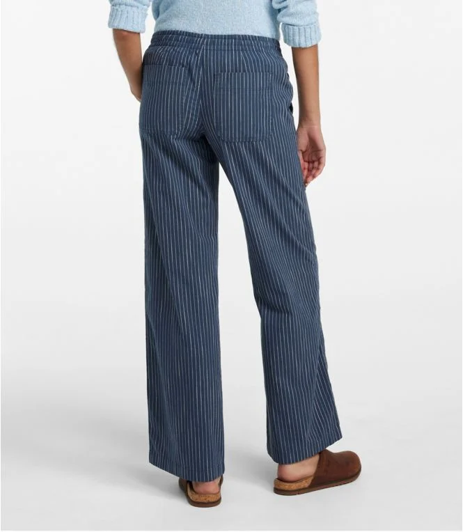 Women''s Lakewashed Pull-On Chinos, Mid-Rise Wide-Leg Stripe Chambray - Image 4
