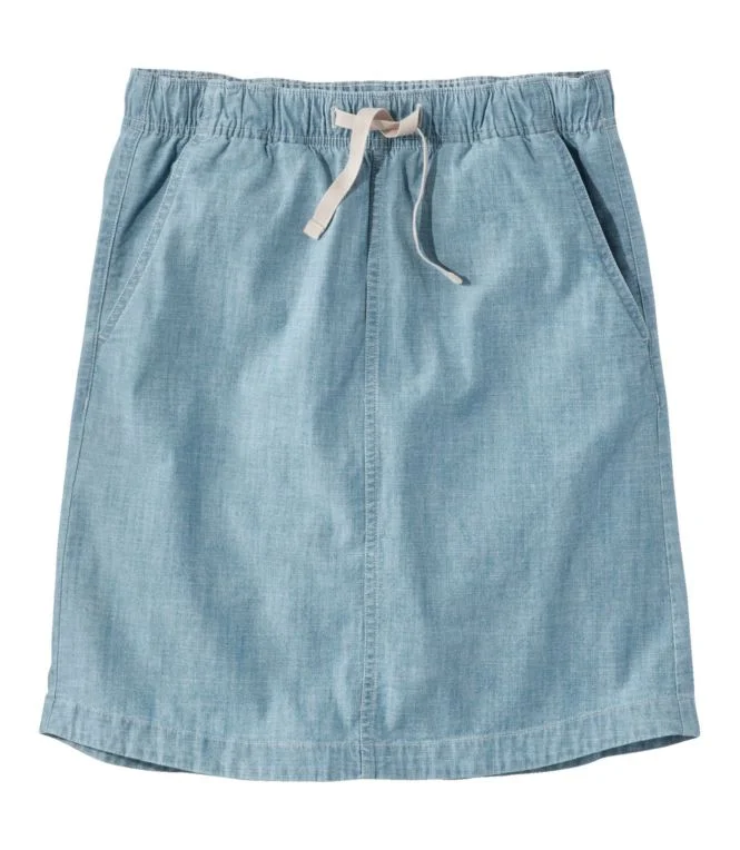Women''s Lakewashed Pull-On Skirt, Mid-Rise Chambray - Image 5