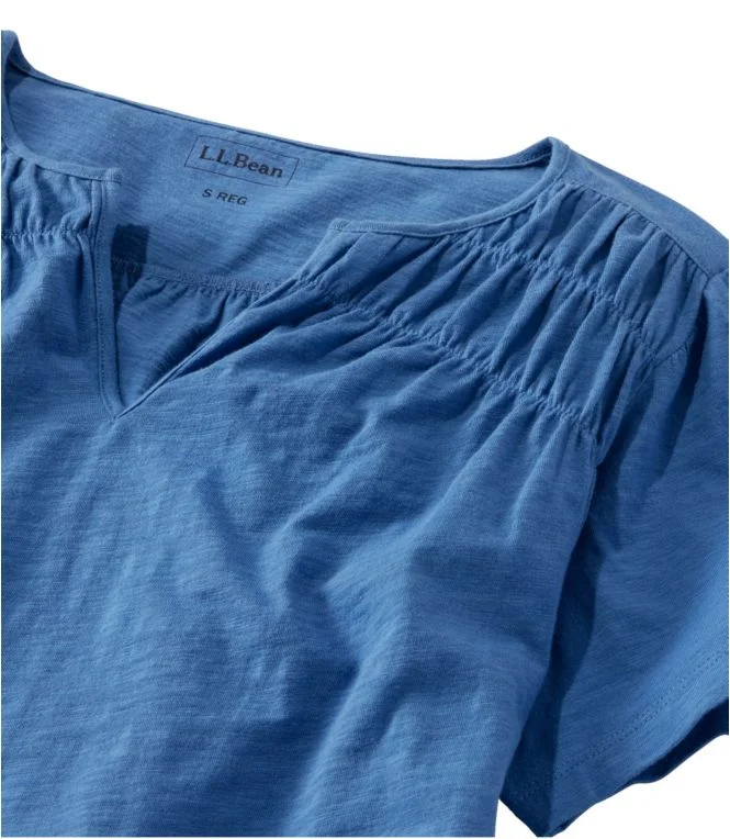 Women''s Organic Cotton Tee, Smocked Notch-Neck Short-Sleeve - Image 5