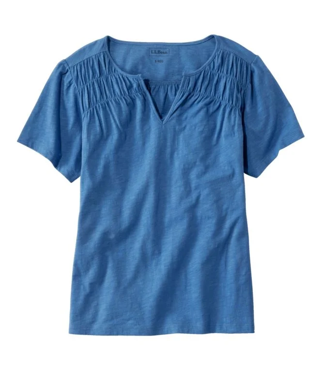 Women''s Organic Cotton Tee, Smocked Notch-Neck Short-Sleeve - Image 6