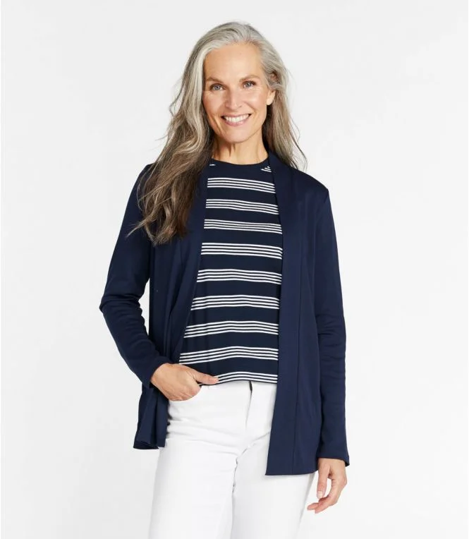 Women''s Pima Cotton Open Cardigan, With Pockets