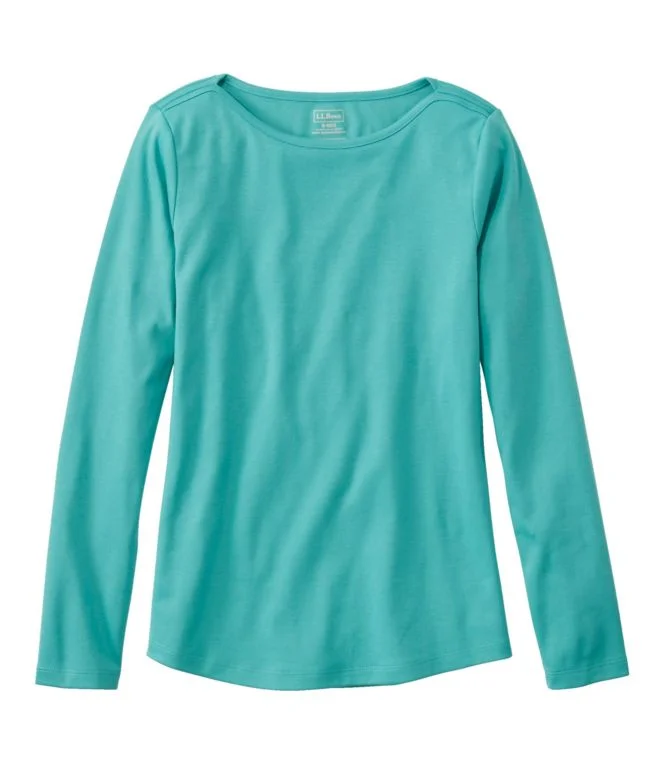 Alternative view of Women''s Pima Cotton Shaped Tee, Long-Sleeve Boatneck