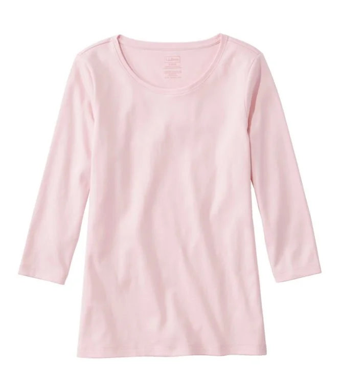 Women''s Pima Cotton Shaped Tee, Three-Quarter-Sleeve Jewelneck - Image 11
