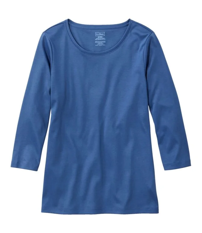 Women''s Pima Cotton Shaped Tee, Three-Quarter-Sleeve Jewelneck - Image 7